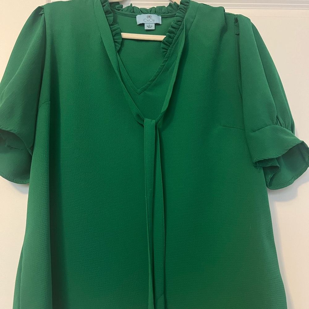 Green Ruffled Blouse - Picture 2 of 2